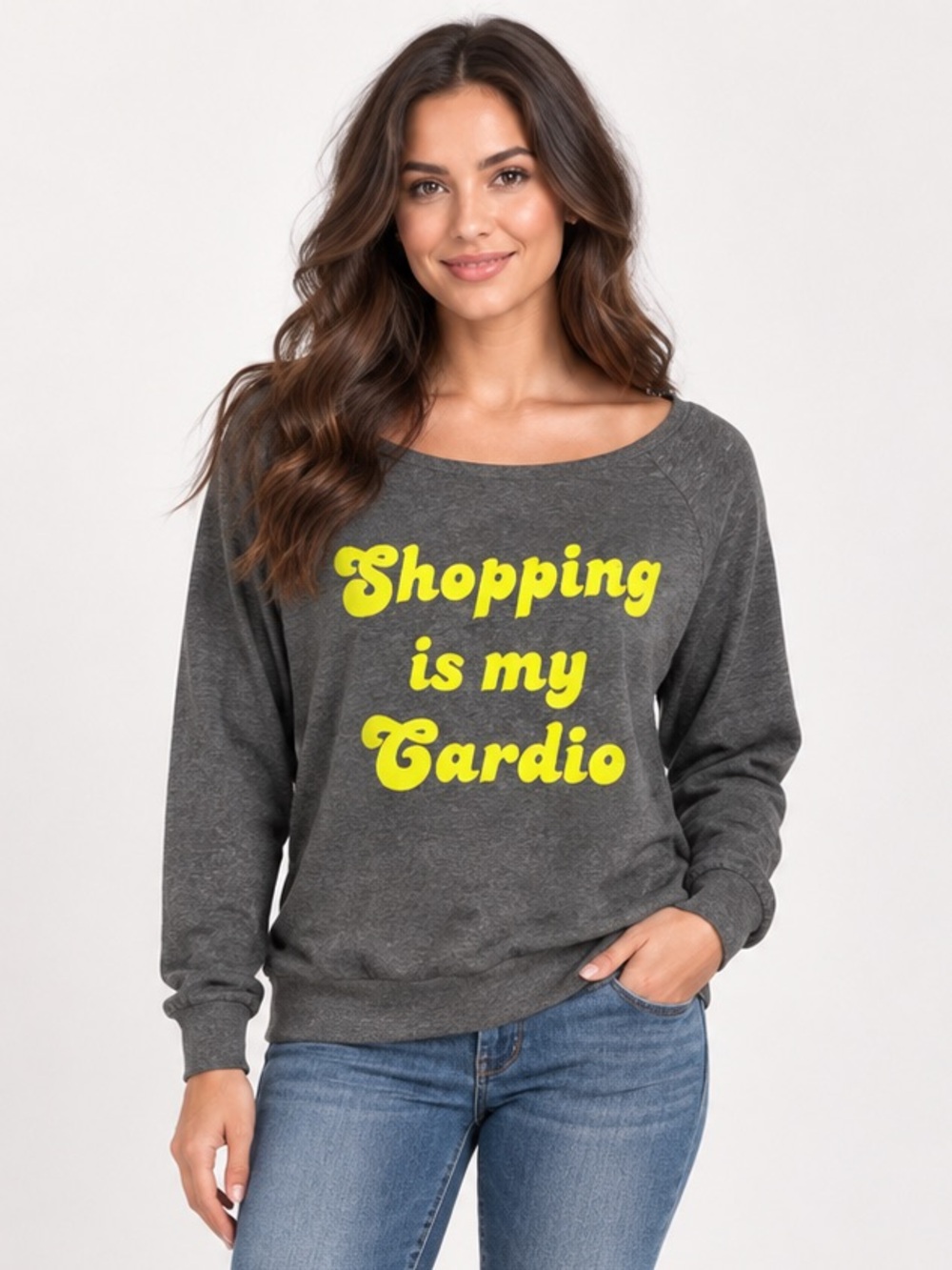 Electric Pink “Shopping is My Cardio” Sweatshirt - Medium